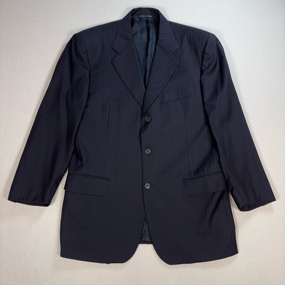 Canali Loro Piana Super 120's Blazer Men 48R Black Winter Tasmanian Stripe Wool‎